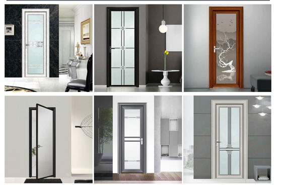 Electrophoresis Aluminum Bathroom Doors Casement With Stainless Steel Mesh