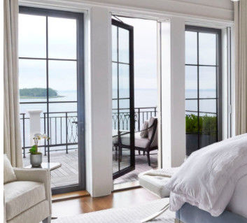 Barrier Free Threshold Aluminum Swing Doors Front Entry ISO9001 For Balcony