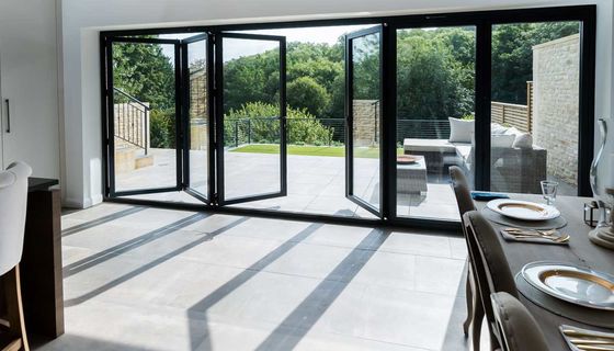 Balcony Ultra Slim Aluminium Bifold Doors Insulating Glass With Light Rail
