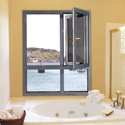 ODM Aluminium Tilt And Turn Windows Tempered Glass With Aluminium Security Mesh