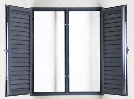 Internal Aluminium Louver Doors Swing Up And Down With Frosted Glass Panels