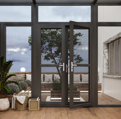 Air Tight Double Glass Aluminum Flush Door Outer Window Screen Integrated