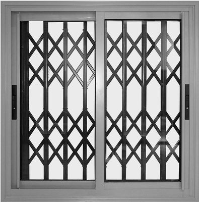 charnière noire de 1.0mm - de 2.0mm Grey Aluminium Sliding Windows Fixed avec la poignée