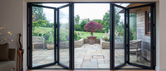 ODM Triple Glazed Aluminium Bifold Doors Lightweight Durable With Security Mesh