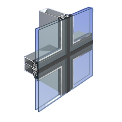 Structural Visible Frame Glazing Aluminium Curtain Wall Facade 1.5mm Thickness